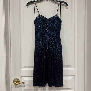Faviana Gown - blue strapless sequin mini